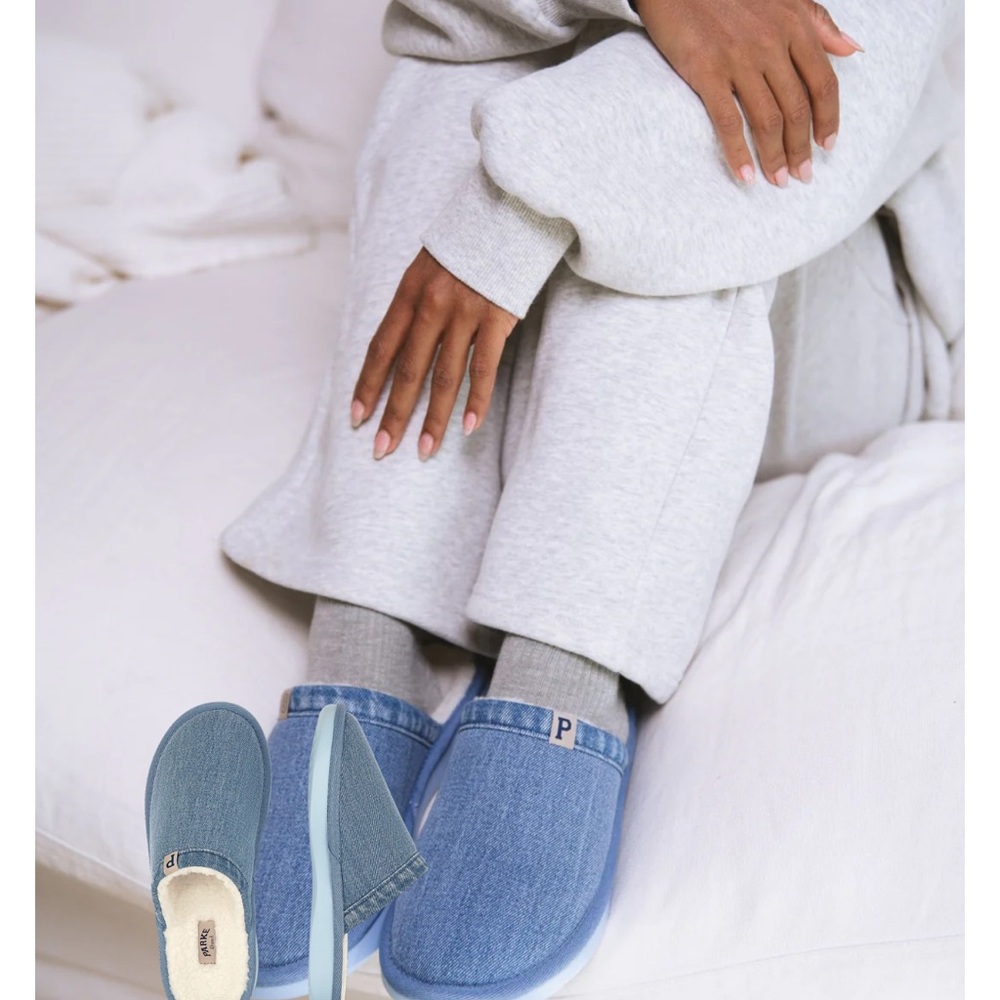 Parke Brunch Collab Denim Slip-On Slippers Size W8/ M7 - Picture 7 of 15
